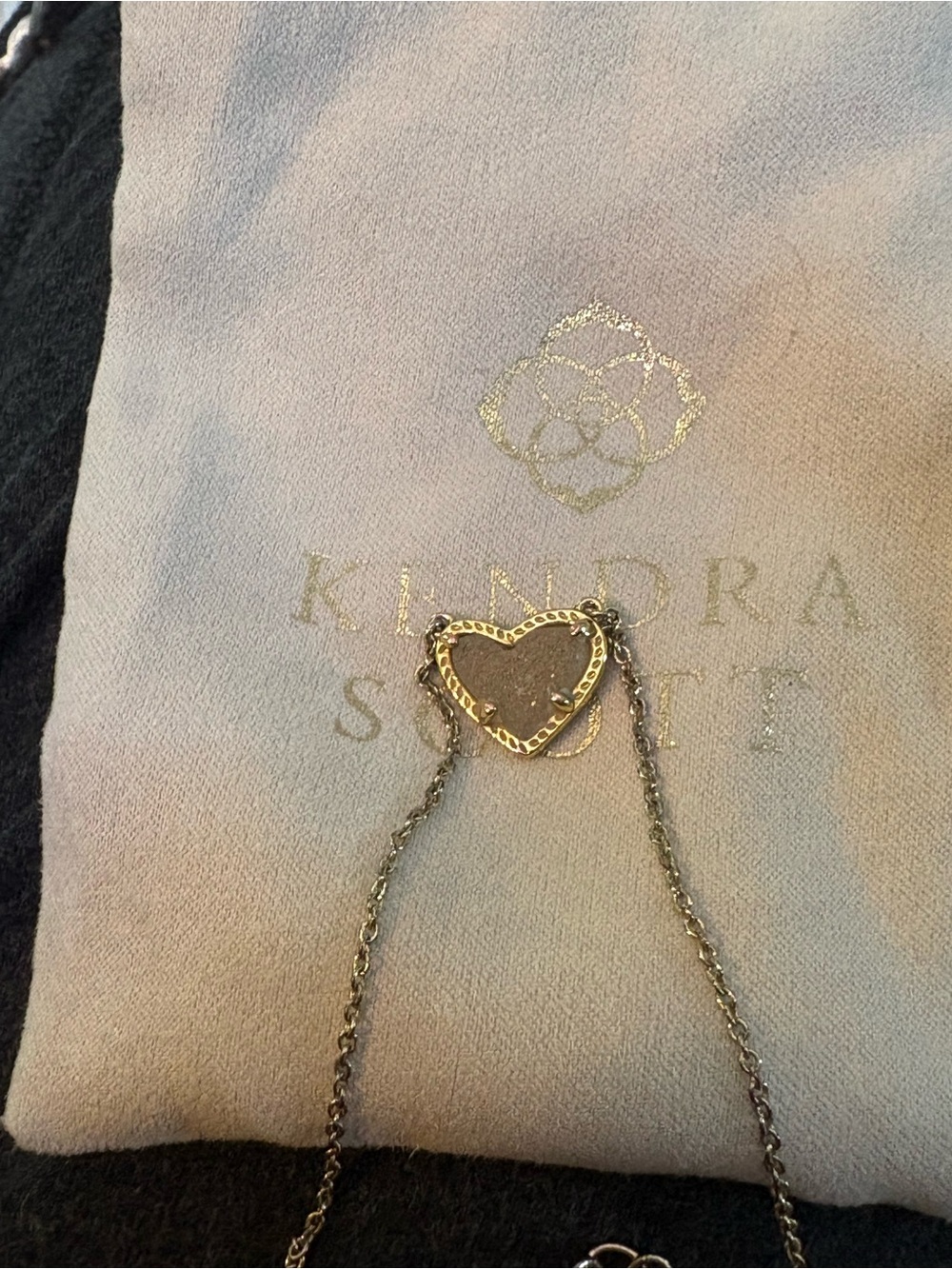 Kendra Scott Gold Ari grey drusy  Heart Necklace